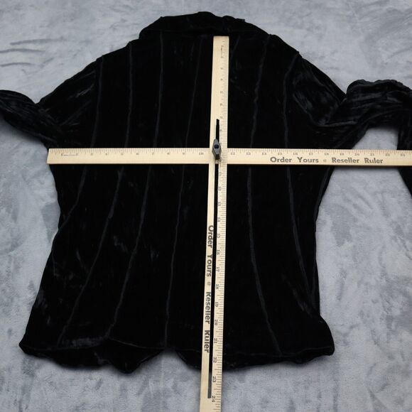 Passion Concept Jacket Womens M Black Pinstriped Long Sleeve Collared Blazer - Picture 3 of 16